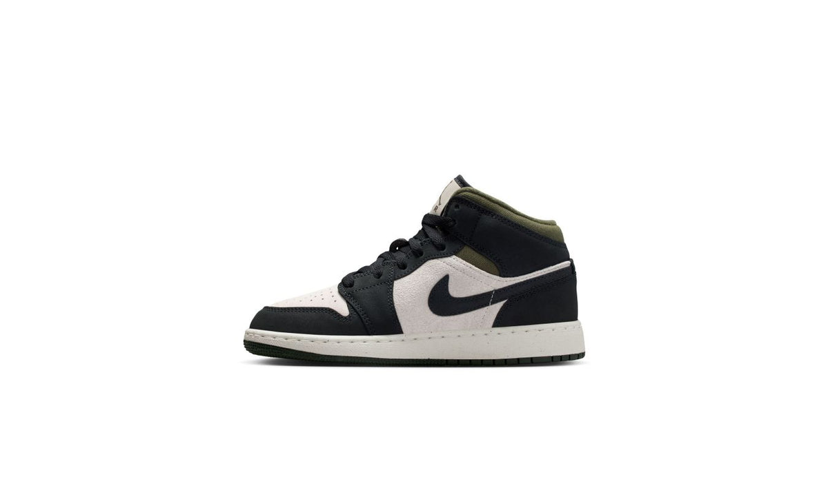 Air Jordan 1 Mid "Off Noir Medium Olive" (GS)