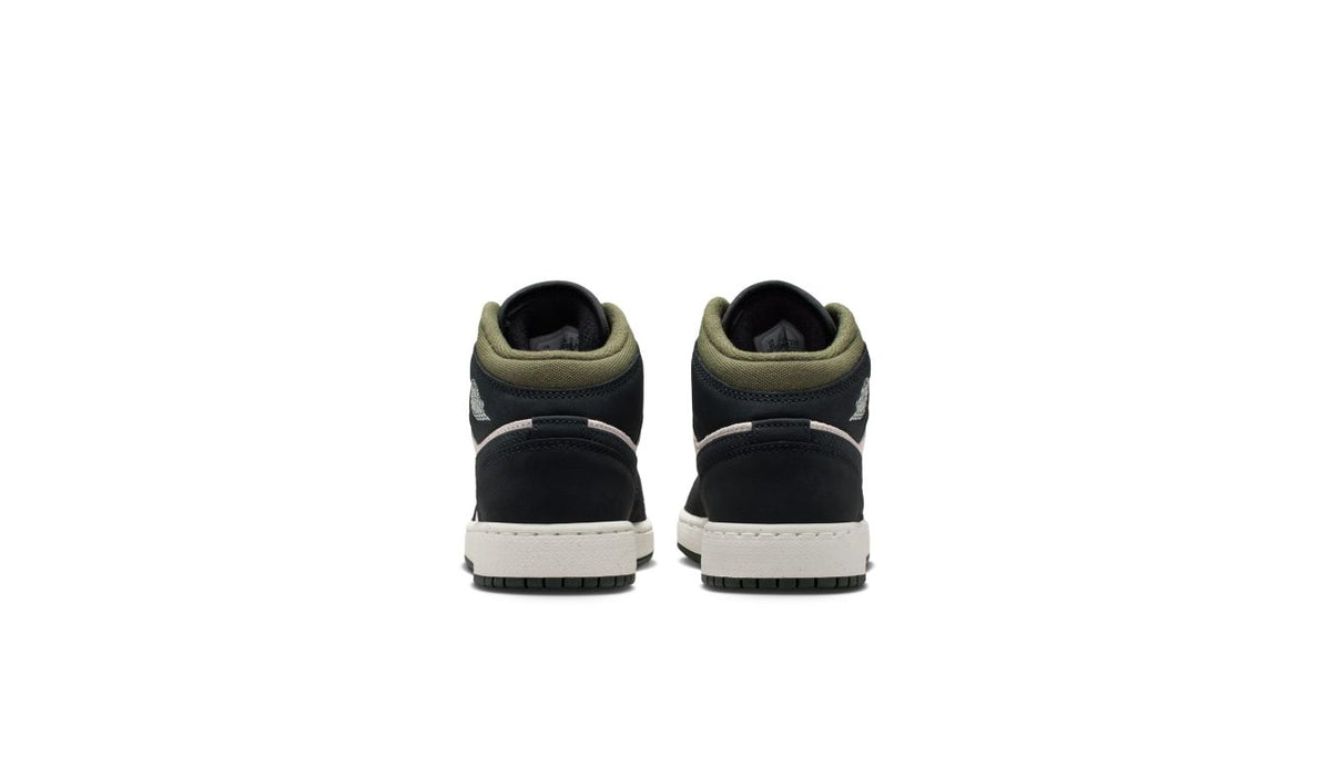 Air Jordan 1 Mid "Off Noir Medium Olive" (GS)