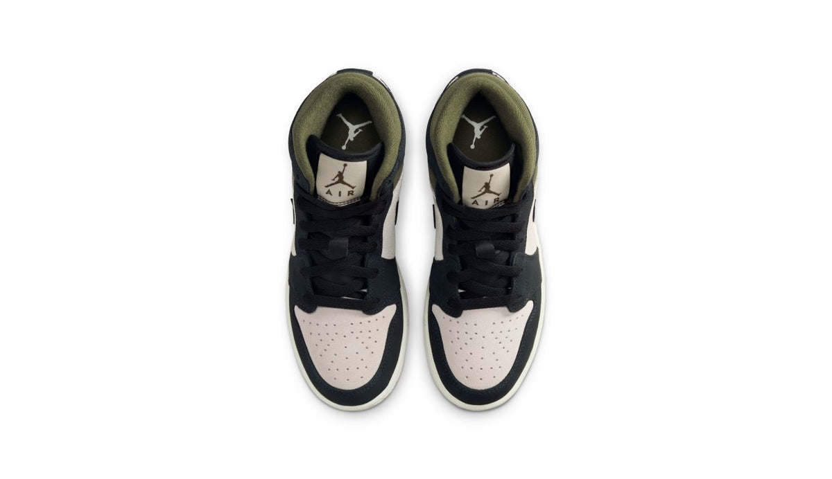 Air Jordan 1 Mid "Off Noir Medium Olive" (GS)